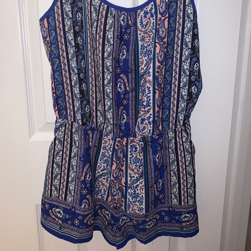 Blue Paisley Print Romper